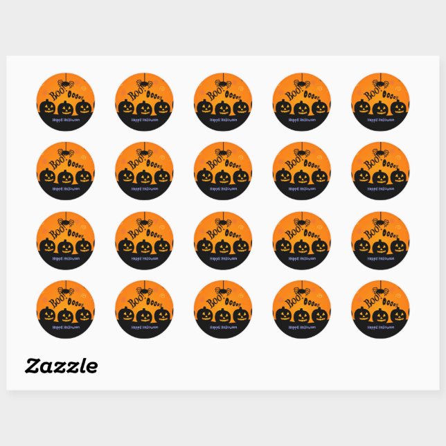 Sticker Rond Bouh ! Oh ! Joyeux Halloween (Feuille)