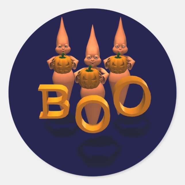 Sticker Rond Bouh ! Trois petits fantômes mignons (Devant)