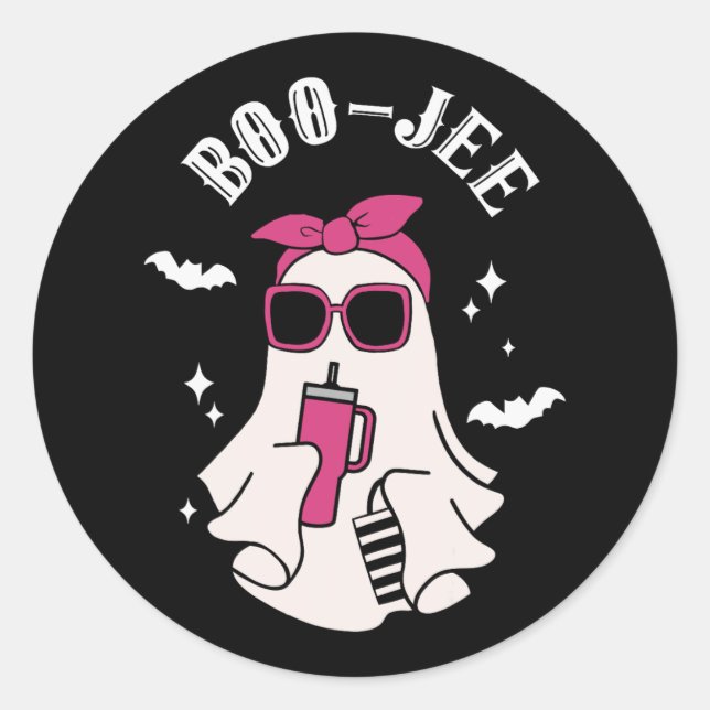 Sticker Rond Boujee Boo-jee Cute Ghost Saison Éffrayante Hallow (Devant)
