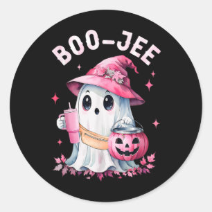 Sticker Rond Boujee Boo Jee Éffrayant Citrouille d'Halloween ro