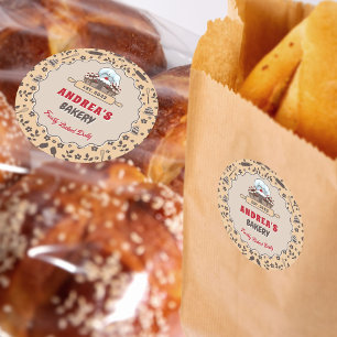 Sticker Rond Boulangerie Beige et Brown Emballage du logo