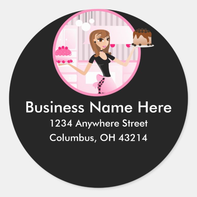 Sticker Rond Boulangerie/boulangerie/pâtisserie Chef Retourner  (Devant)