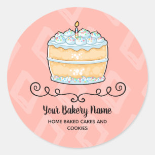 Sticker Rond Boulangerie Business Pink Cake Dessert Emballage