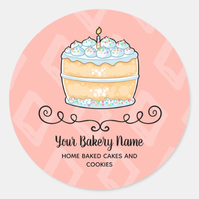Sticker Rond Boulangerie Business Pink Cake Dessert Emballage (Devant)