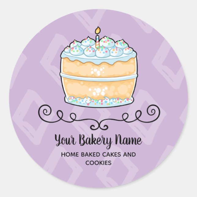Sticker Rond Boulangerie Business Purple Cake Dessert Emballage (Devant)