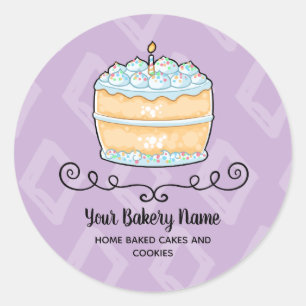 Sticker Rond Boulangerie Business Purple Cake Dessert Emballage