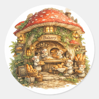 Sticker Rond Boulangerie Champignon | Cottagecore Bois Fantaisi