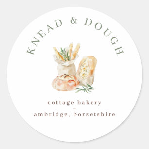 Sticker Rond Boulangerie Cottage aquarelle