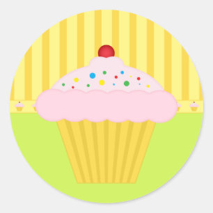 Sticker Rond Boulangerie Cupcake Jaune Lime Motif Arrière - pla