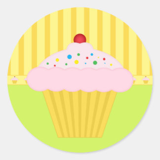 Sticker Rond Boulangerie Cupcake Jaune Lime Motif Arrière - pla