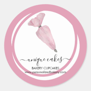 Sticker Rond Boulangerie Cute Boutique Pâtisserie Cercle Rose S