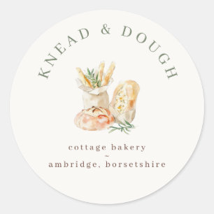 Sticker Rond Boulangerie de cottage à l'aquarelle 