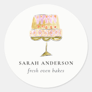 Sticker Rond Boulangerie de gâteau couleur pastel minimum