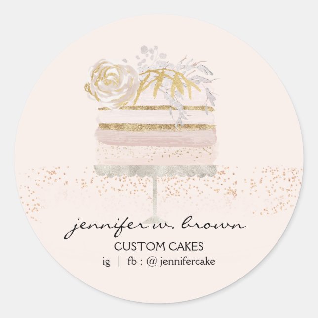 Sticker Rond Boulangerie de gâteau de fête unique (Devant)