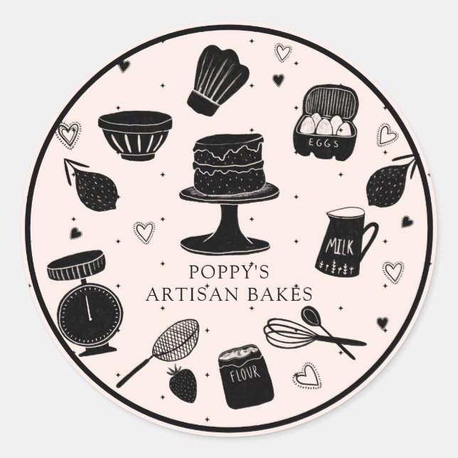 Sticker Rond Boulangerie d'ustensiles Baker (Devant)