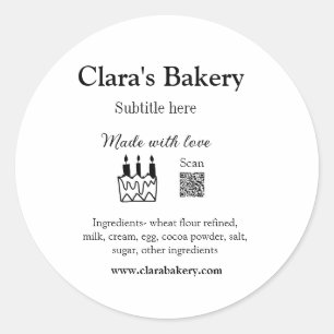 Sticker Rond Boulangerie gâteau ajouter ingrédients fabriqués a