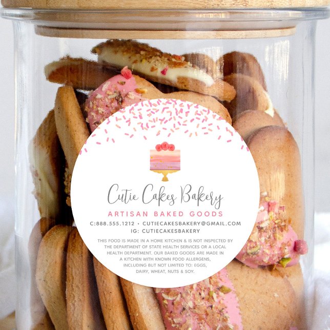 Sticker Rond Boulangerie Gâteau rose Ombre Saupoudrer Dessert L (Créateur téléchargé)