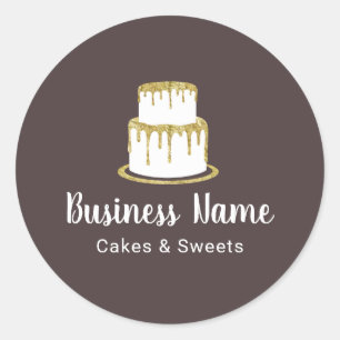 Sticker Rond Boulangerie Gold Cake Logo Sweet Boutique Chef Élé