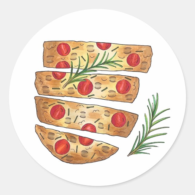 Sticker Rond Boulangerie italienne Focaccia Huile d'olive Pain  (Devant)