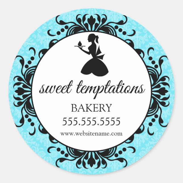 Sticker Rond Boulangerie Lady Cupcake Silhouette Emballage (Devant)