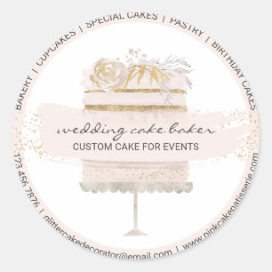 Sticker Rond Boulangerie Mariage Décor de gâteau