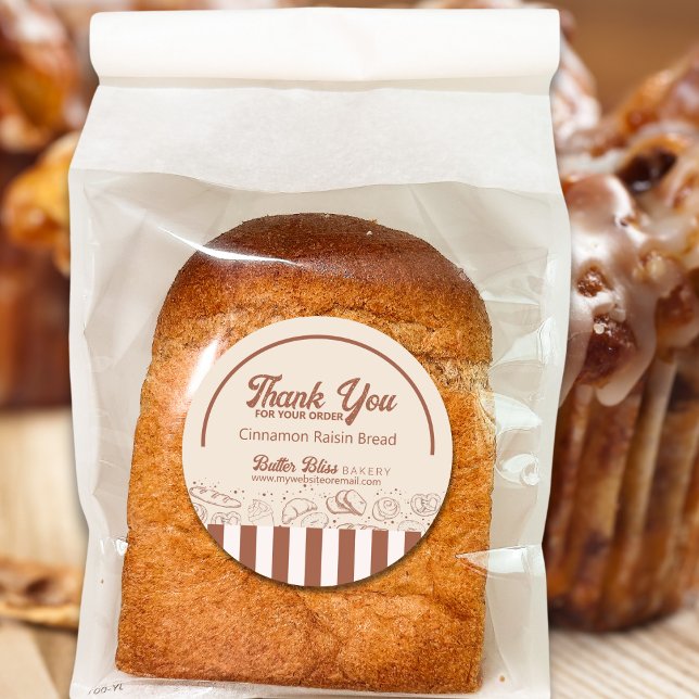 Sticker Rond Boulangerie moderne classique Brown Beige (Créateur téléchargé)