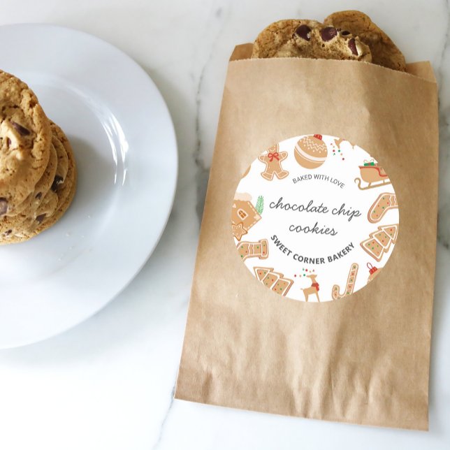 Sticker Rond Boulangerie pain d'épices Gîtes Boulangerie Cookie (Bakery Gingerbread Holiday Baking Cookie Sticker)
