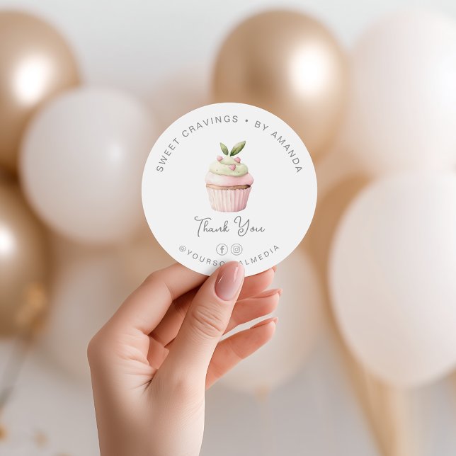 Sticker Rond Boulangerie Pastel Cupcake Sucres Merci (Créateur téléchargé)