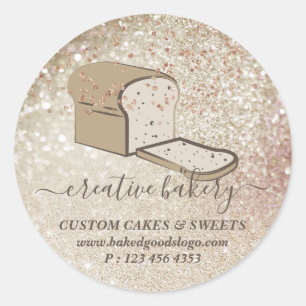 Sticker Rond Boulangerie Pâtisserie parties scintillant tranche