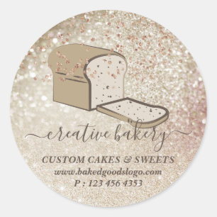 Sticker Rond Boulangerie Pâtisserie parties scintillant tranche