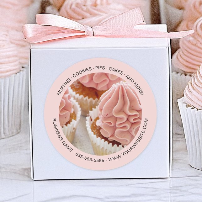 Sticker Rond Boulangerie photo personnalisée (Personalized Photo Bakery Classic Round Sticker by MINTIC DESIGN STUDIO)