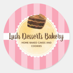 Sticker Rond Boulangerie Pink Yellow Cake Packaging
