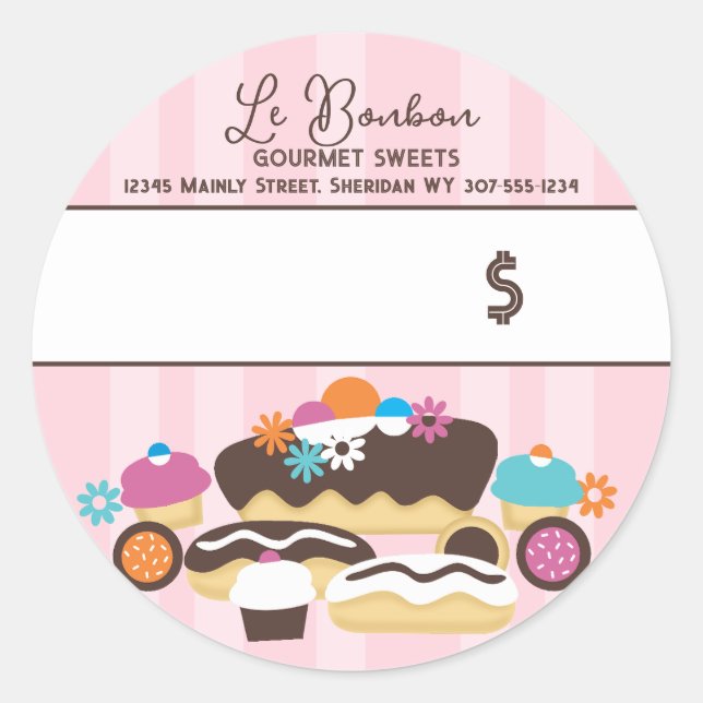 Sticker Rond Boulangerie prix emballage bonbons pâtisserie pâti (Devant)