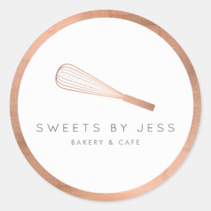 Sticker Rond Boulangerie rose Gold Whisk