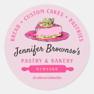 Sticker Rond Boulangerie rose Pâtisserie Citron Cheesecake