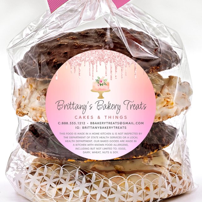 Sticker Rond Boulangerie rose pâtisserie Parties scintillant Ra (Créateur téléchargé)