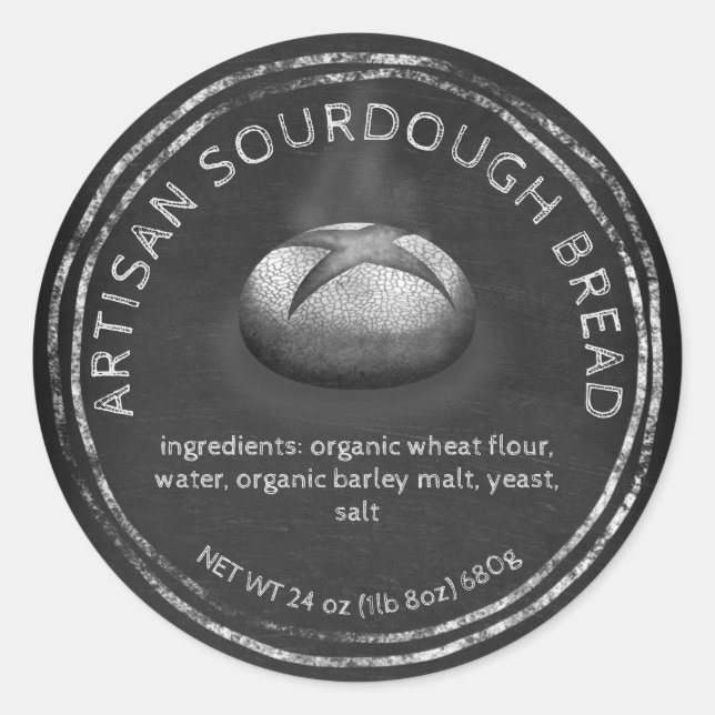 Sticker Rond Boulangerie rustique à pain en carton avec ingrédi (Devant)
