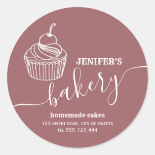 Sticker Rond Boulangerie simple et moderne cupcakes et sucrerie