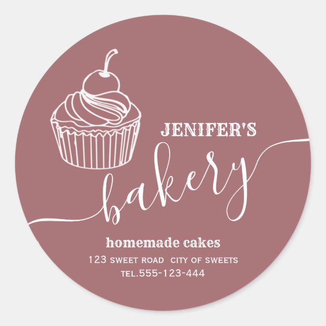 Sticker Rond Boulangerie simple et moderne cupcakes et sucrerie (Devant)