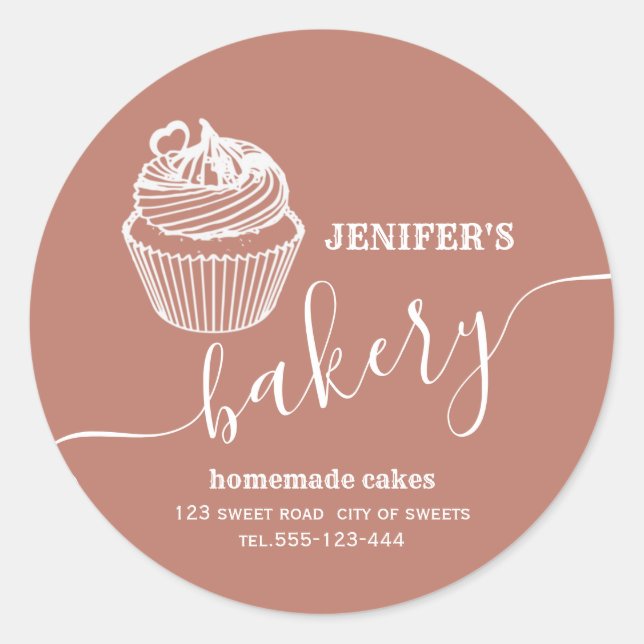 Sticker Rond Boulangerie simple et moderne cupcakes et sucrerie (Devant)