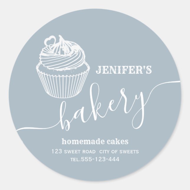 Sticker Rond Boulangerie simple et moderne cupcakes et sucrerie (Devant)