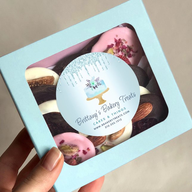 Sticker Rond Boulangerie Turquoise Pâtisserie Parties scintilla (Créateur téléchargé)