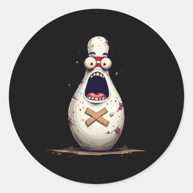 Sticker Rond Boulangeries Drôle Peur Pin De Bowling Graphique P (Devant)