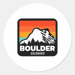 Sticker Rond Boulder Colorado Ski Snowboard Voyage en famille