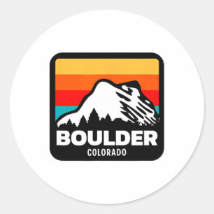 Sticker Rond Boulder Colorado Ski Snowboard Voyage en famille 1