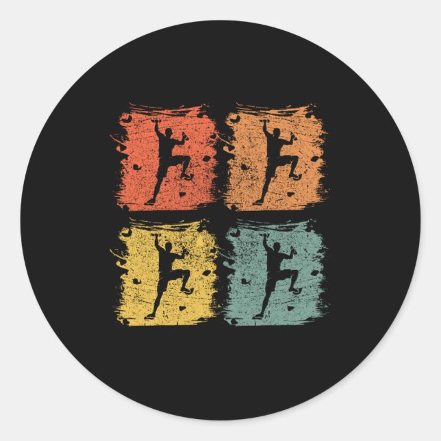 Sticker Rond Bouldering Retro Pop Art cadeau (Devant)