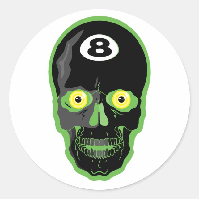 Sticker Rond boule 8 verte crâne (Devant)