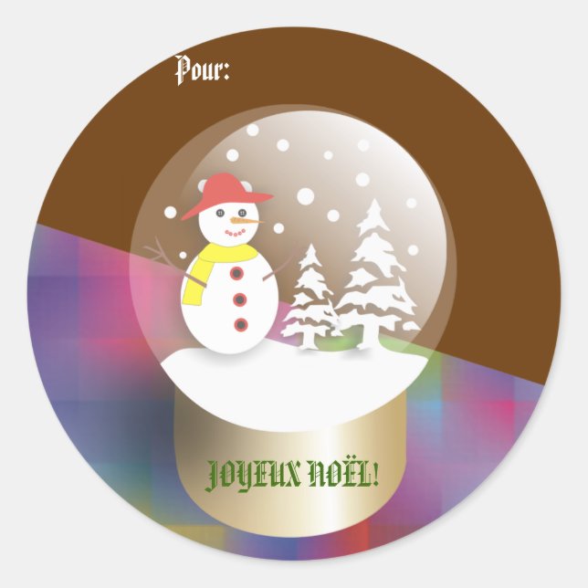 Sticker Rond Boule a neige Boule de neige Etiquettes cadeaux (Devant)