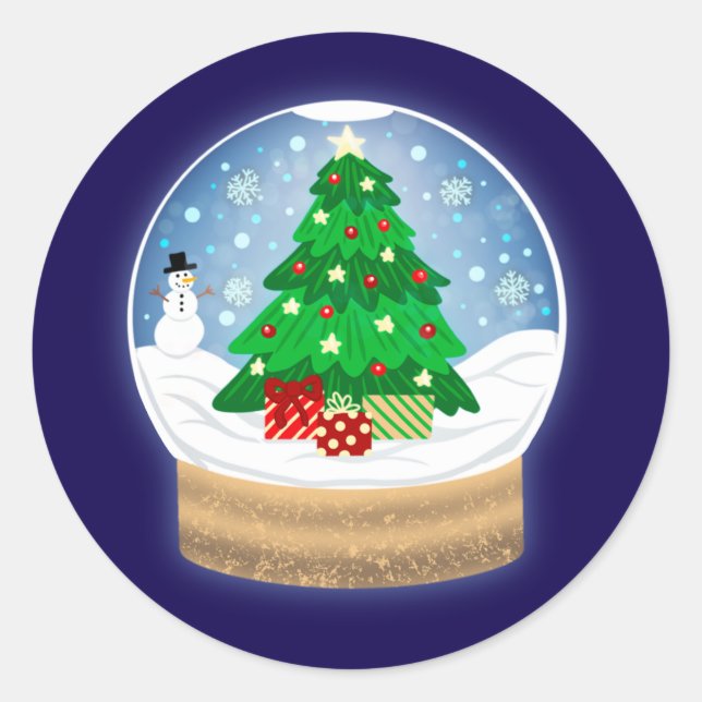 Sticker Rond Boule à neige de fêtes (Devant)