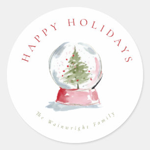 Sticker Rond Boule à neige de vacances à l'aquarelle